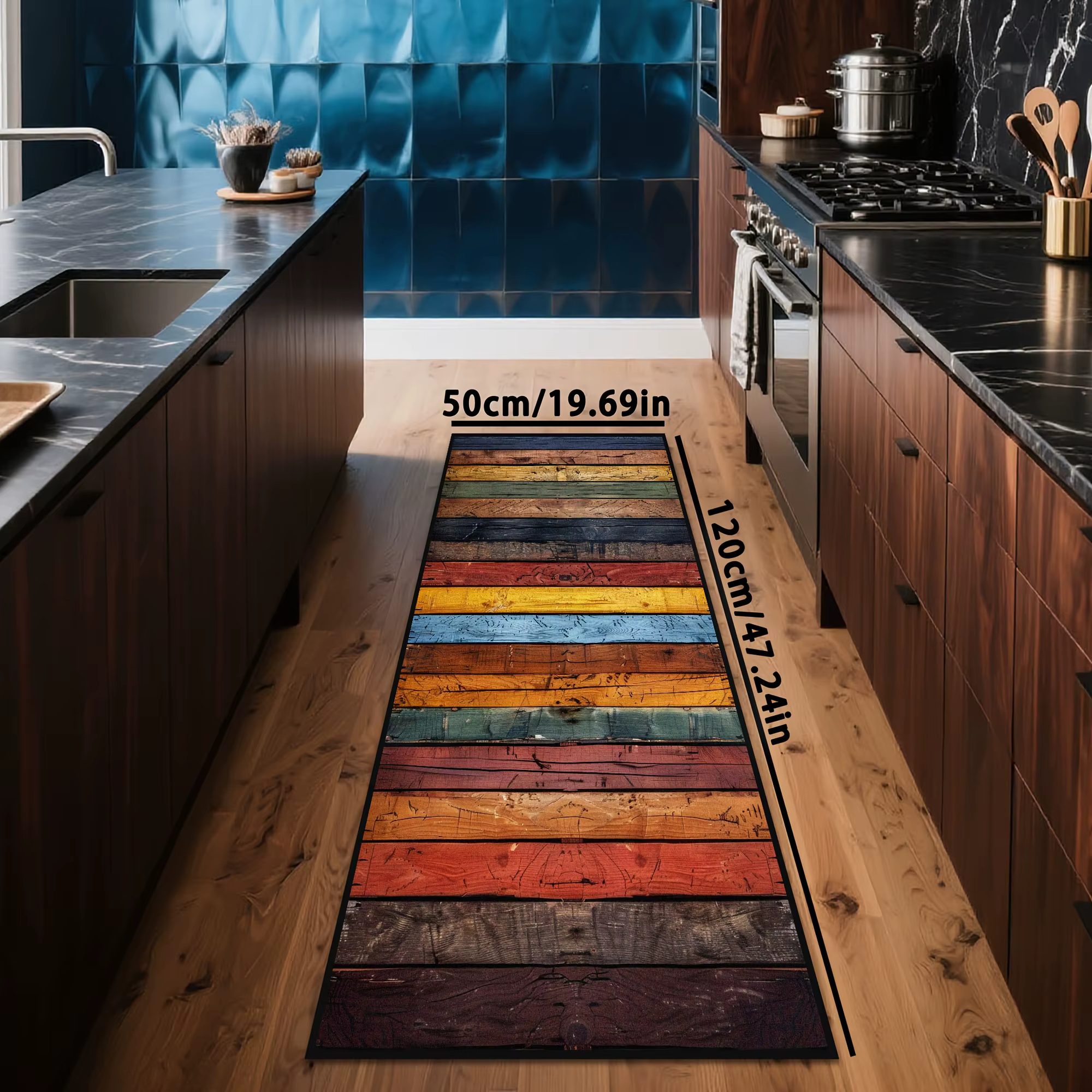 VIKAMA Tapis de couloir lavable en machine Tapis de coureur Tapis de sol pour entrée Cuisine Salon B