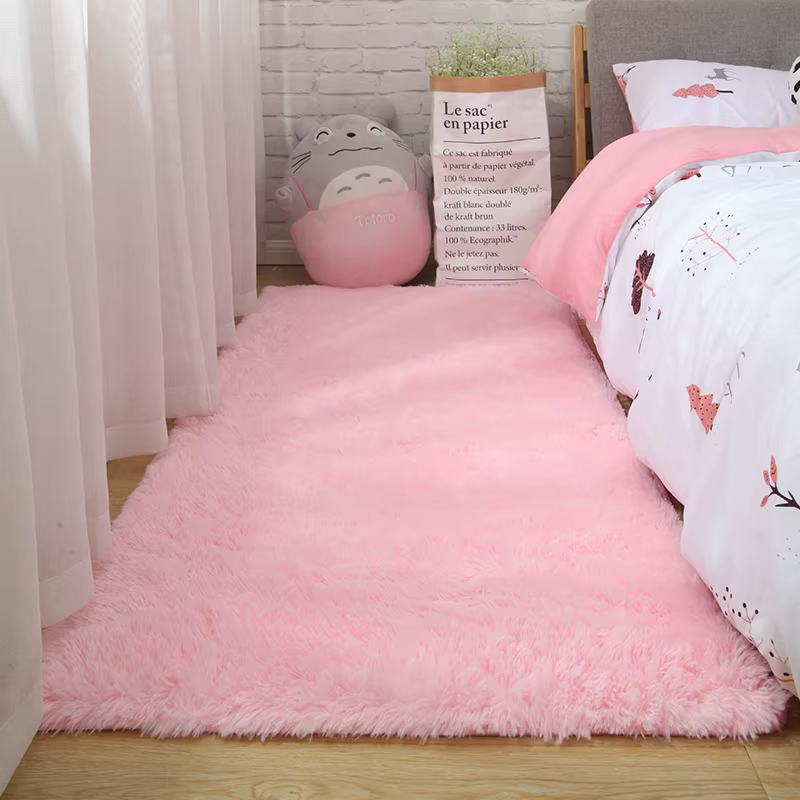 Tapis de chambre à coucher rose pour chambre d'enfant, tapis doux de sol pour filles mignonnes, déco