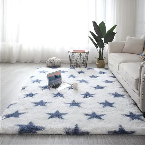 Tapis étoile à cinq branches, teinture par nouage, pour salon, table basse, chambre d'enfant, rampan
