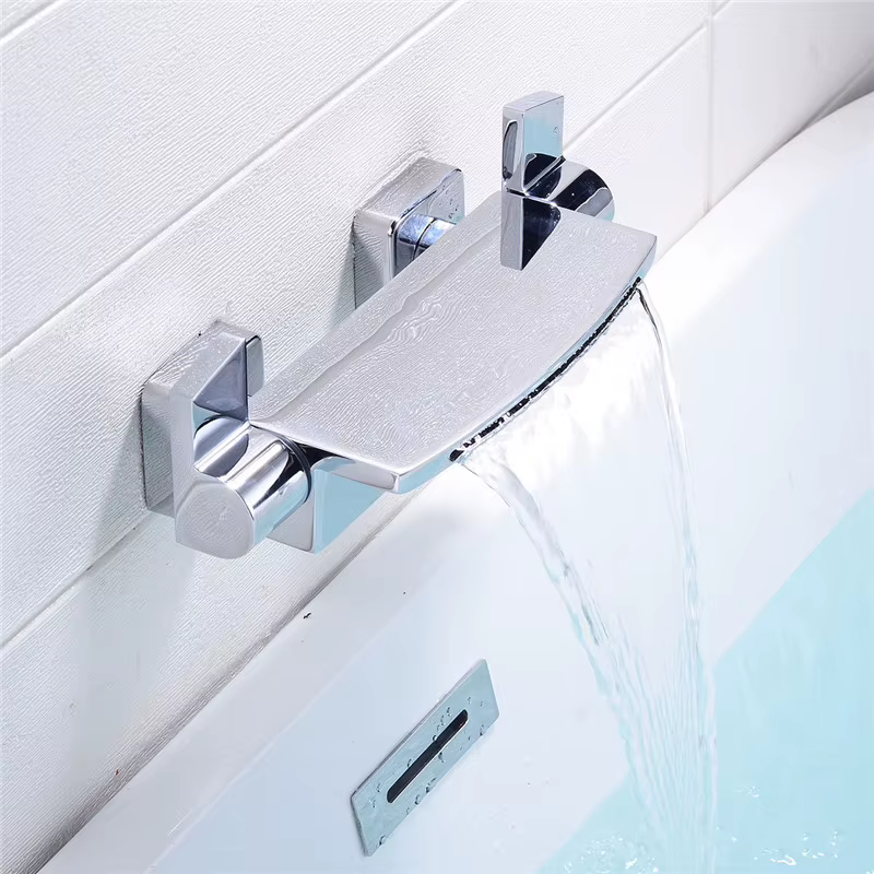 Tuqiu Rose Gold Bathtub Shower Faucet Set Brass Bathtub Faucet Hot & Cold Taps Mixer With Handheld W