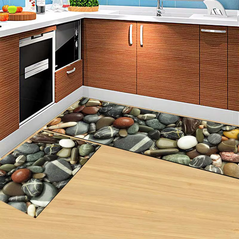 Tapis de cuisine antidérapant moins cher, moderne, pour salon, balcon, salle de bain, imprimé, paill