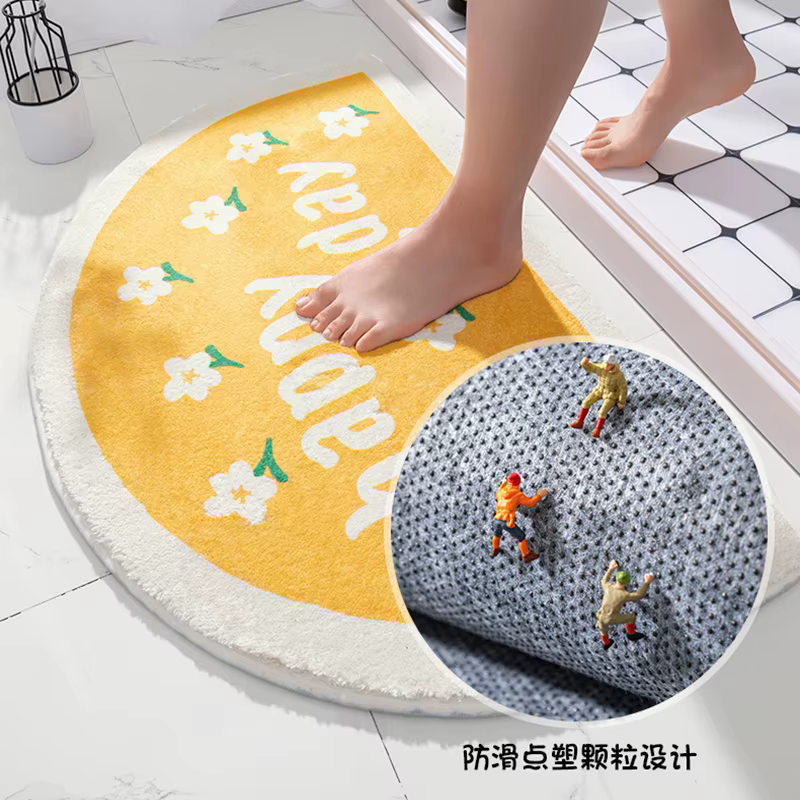 Tapis de sol doux absorbant et antidérapant, tapis de fleurs de texte frais, tapis d'entrée de maiso