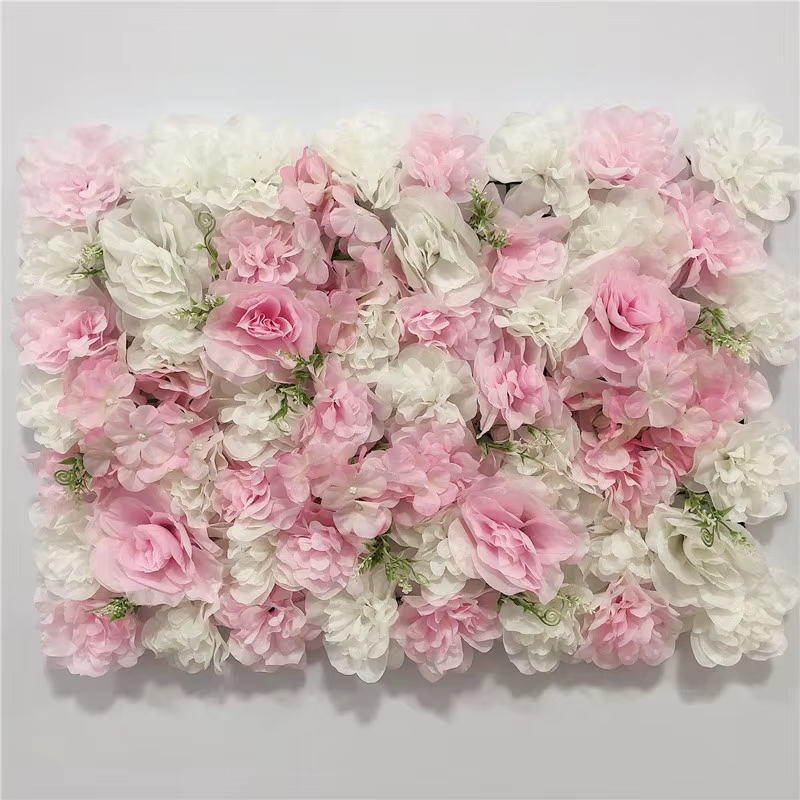 Paredes de fleurs artificielles d'extérieur pour décoration, panneau de fleurs en soie rose, décor d