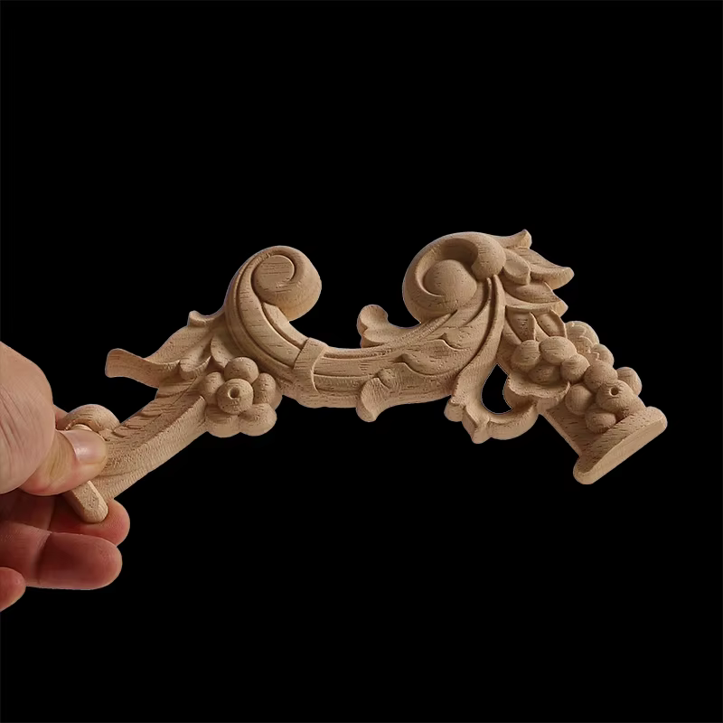 Appliques en bois fleur d'angle, sculpture exquise, meubles naturels, moulures en bois, accessoires