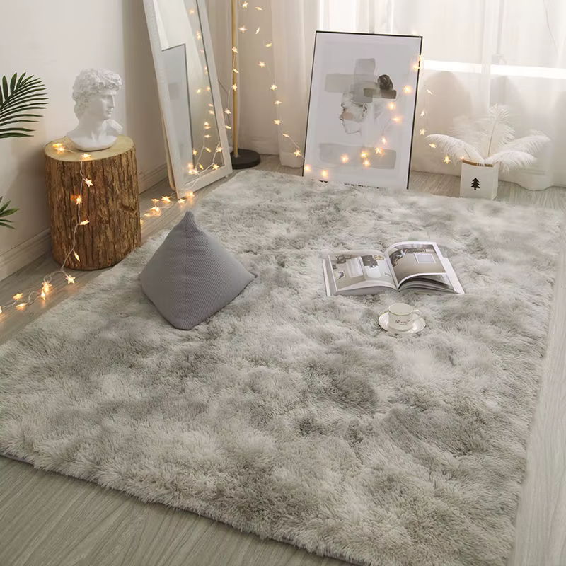 Tapis en peluche pour salon, tapis gris moelleux pour chambre à coucher, tapis antidérapant pour cou