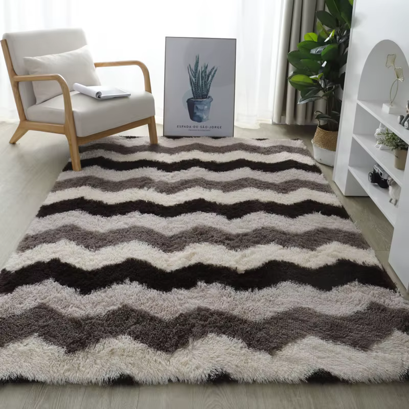Grand tapis de salon moderne, cheveux longs, chambre d'enfant, décoration en fourrure, nordique, moe