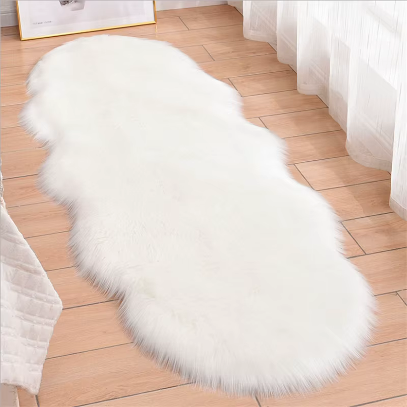 Tapis de chambre à coucher en laine artificielle, 45x120cm