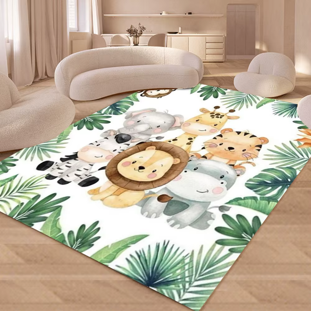 Tapis imprimés d'animaux de la Jungle 3D, motif Floral, animaux de Safari, pour chambre à coucher, s