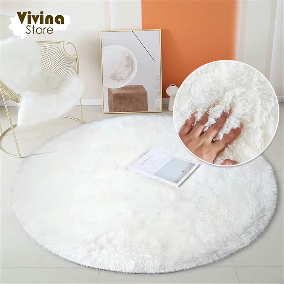 Tapis rond en peluche pour salon, vert, Shaggy, pour canapé, chaise, cheveux longs, décoration de sa