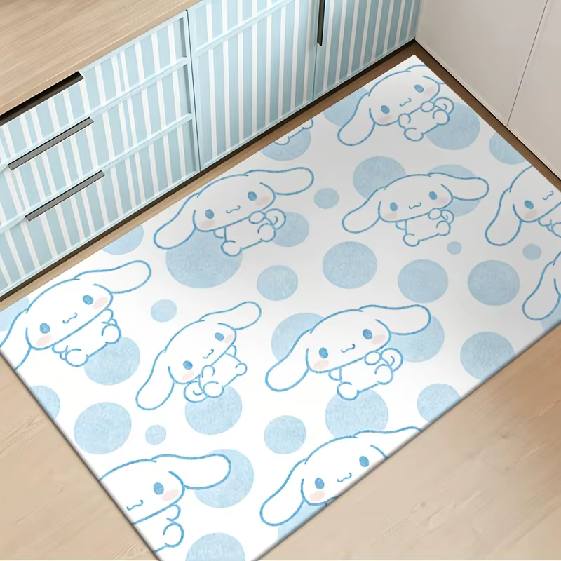 Tapis de sol intérieur à motif de points bleus, motif de dessin animé Cinnamoroll, pour chambre à co