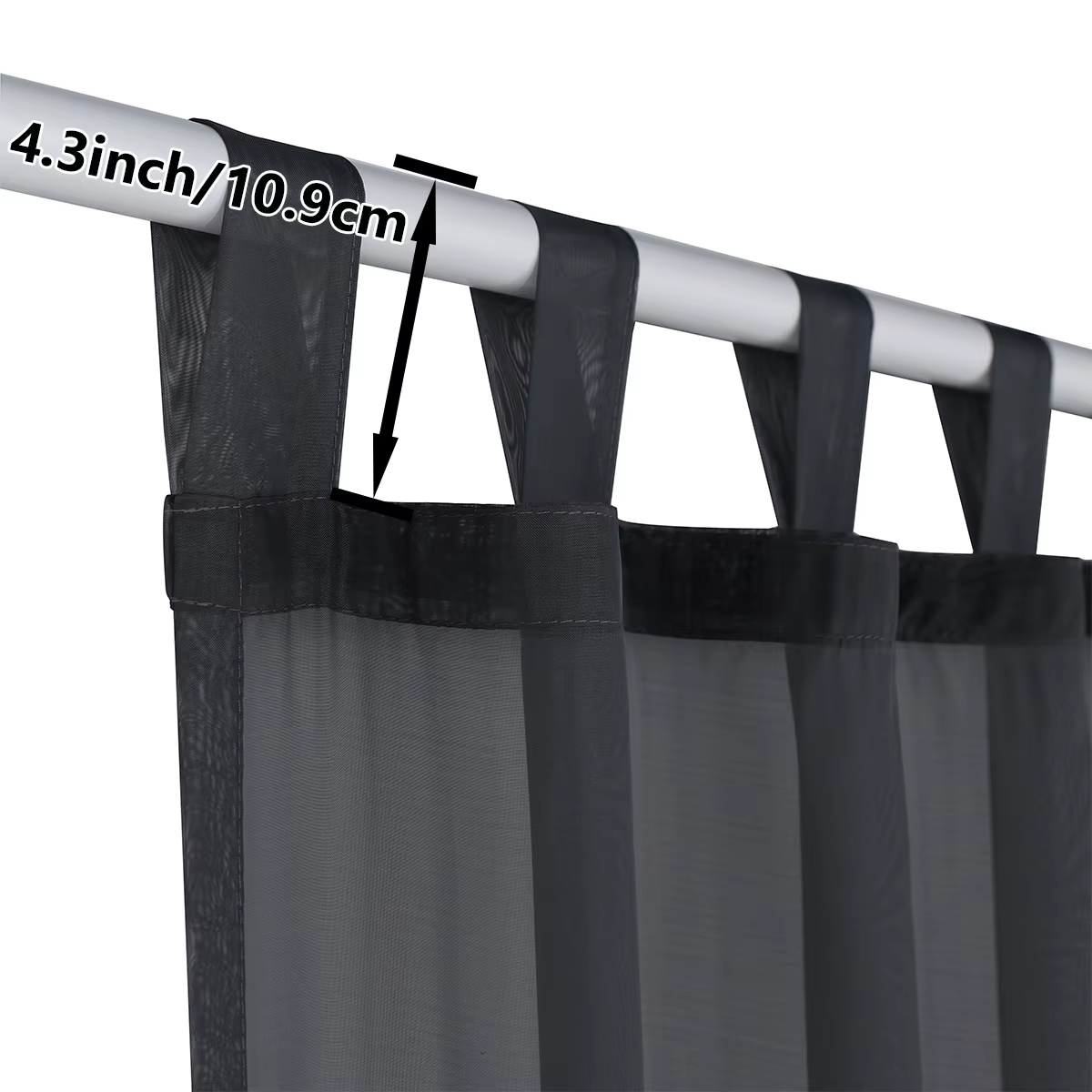 Rideau d'extérieur transparent avec languette, fibre de polyester transparente, rideau d'extérieur i