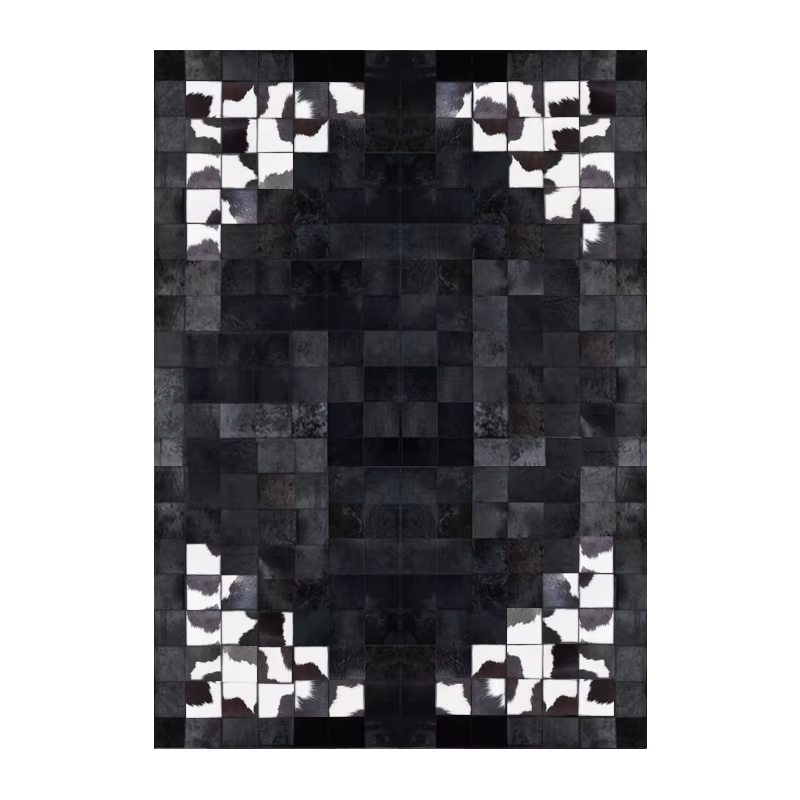 Grands tapis en peau de vache naturelle pour salon, tapis américain simple, noir et blanc, décoratio