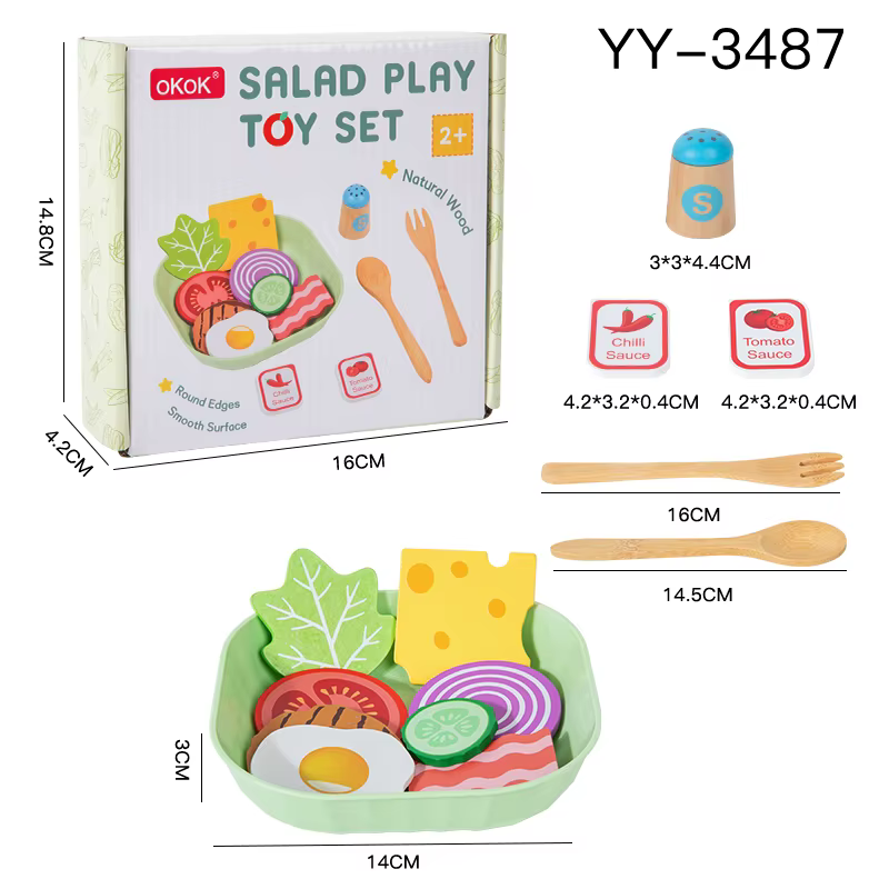 Ensemble de jouets de simulation en bois pour salade, accessoires alimentaires de simulation, jeu de