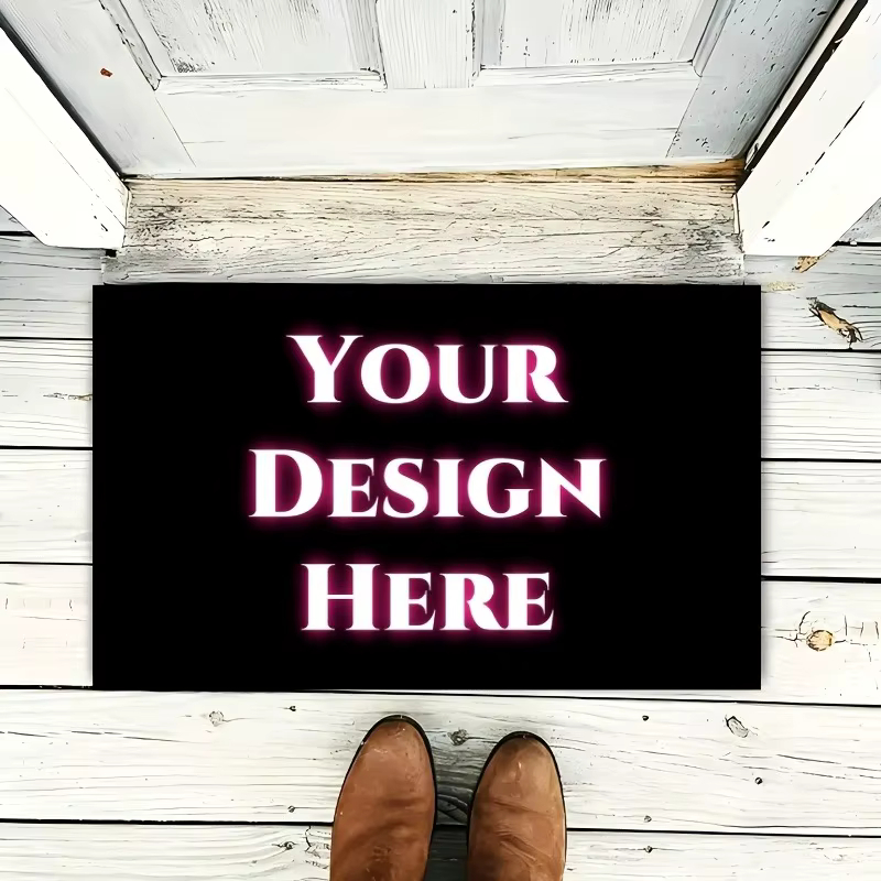 Tapis de porte de bienvenue en flanelle personnalisé, conception personnalisée de Photos, Logos et t