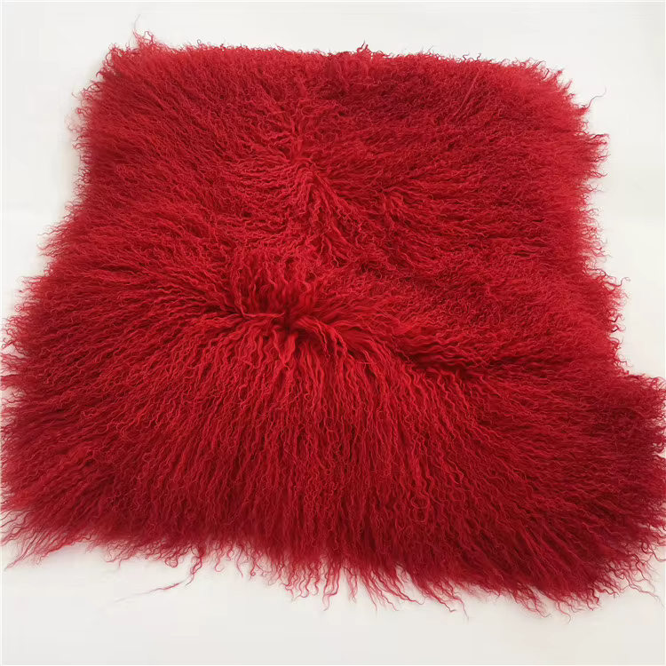 Tapis en fourrure de mouton de Mongolie naturelle en gros, tapis bouclé en peau de mouton tibétain p