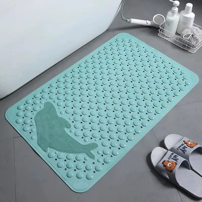 Tapis de douche rectangulaire antidérapant, 1 pièce, avec ventouses, trous de vidange, 35x70cm, tapi