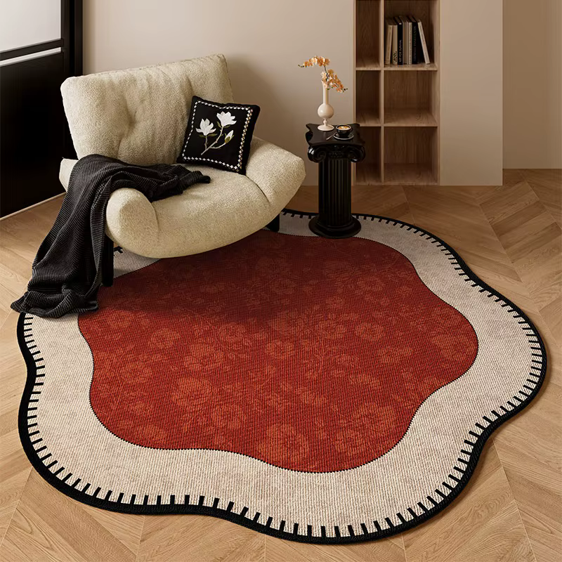 Tapis de salon rond résistant aux taches, durable, résistant à l'usure, tapis de sol luxueux à motif