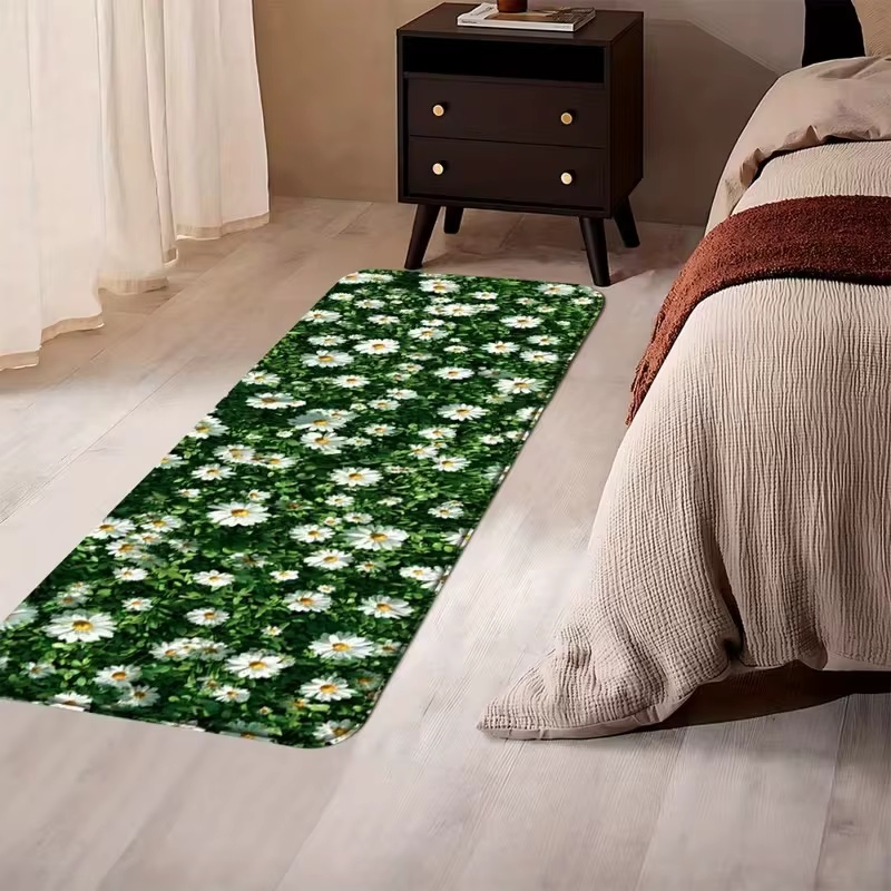 Tapis de sol long et doux antidérapant pour couloir, salon, décoration intérieure, motif herbe verte