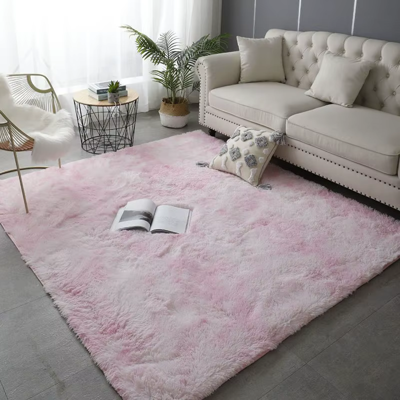 Tapis de grande taille en peluche lea pour salon, sol de chambre à coucher, polymères moelleux, anti