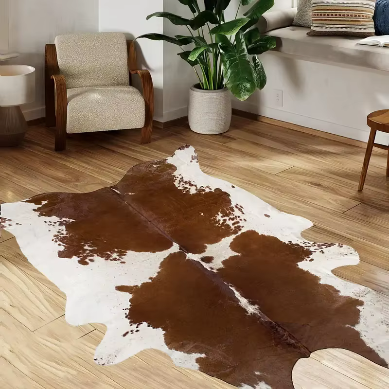 Tapis épais en fausse fourrure pour décoration de noël d'hiver, en peau de vache artificielle, pour