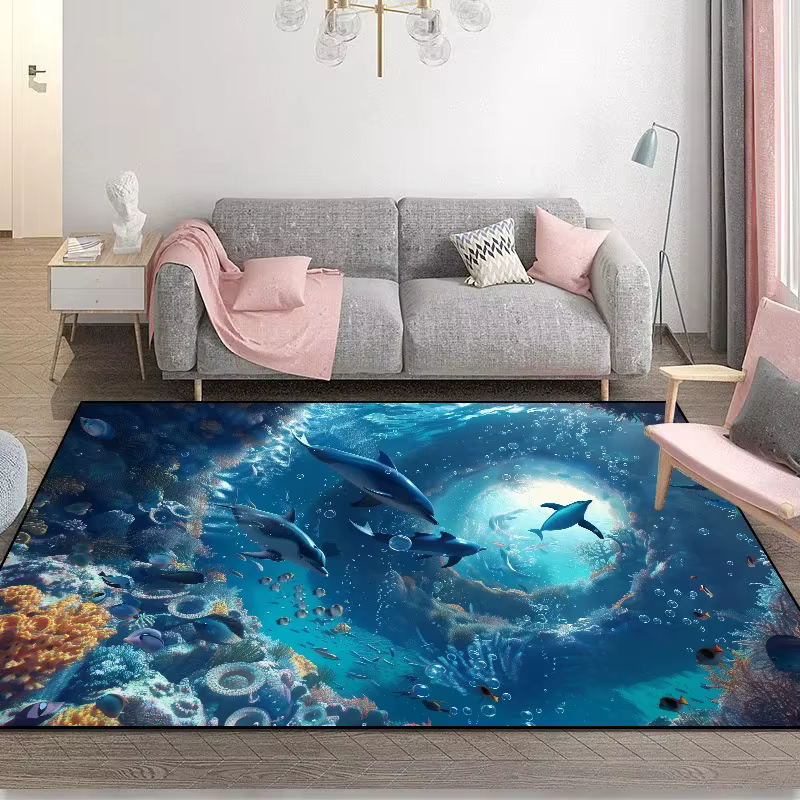 Tapis de Vision 3D de mer, tapis de salon moderne pour chambre d'enfant, jeu rampant