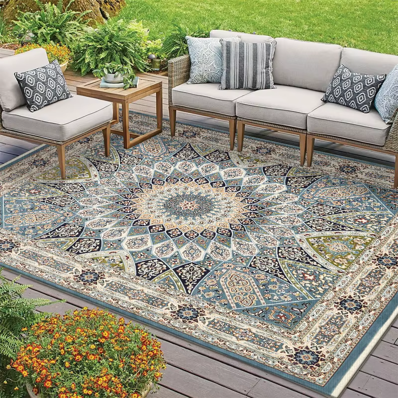 Tapis persan rétro avec polymères, tapis de balcon extérieur, tapis de grande surface, style américa