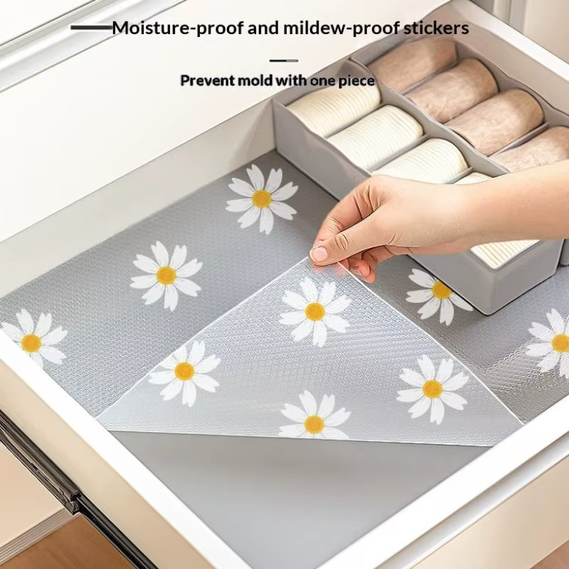 Tapis d'armoire de cuisine à fleurs, tapis de tiroir réutilisable, tapis de Table à manger de cuisin