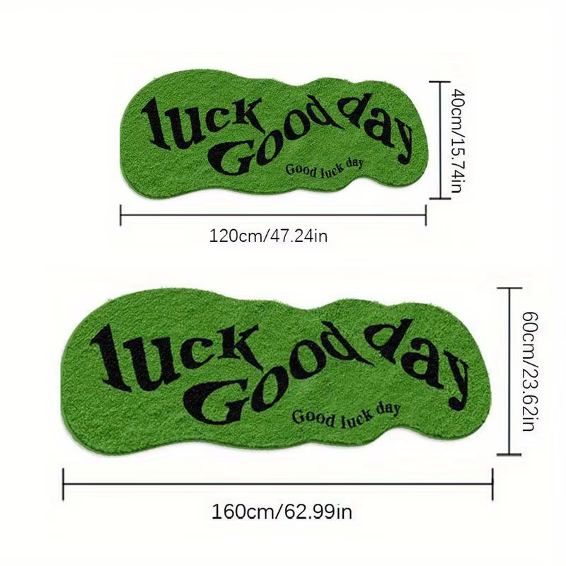 Tapis vert VIKAMA porte la bonne chance au jour, tapis de sol de chevet, paillasson doux et antidéra