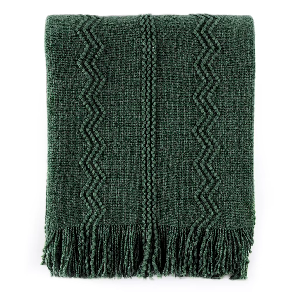 Couverture Battilo vert olive pour lit et canapé, plaid tricoté, couverture de canapé légère et conf