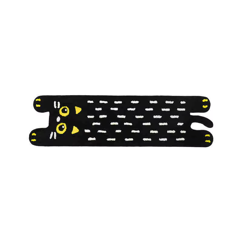 Tapis chat noir de dessin animé, flocqué et tufté, 30x100cm, pour salon, chambre à coucher, tapis de