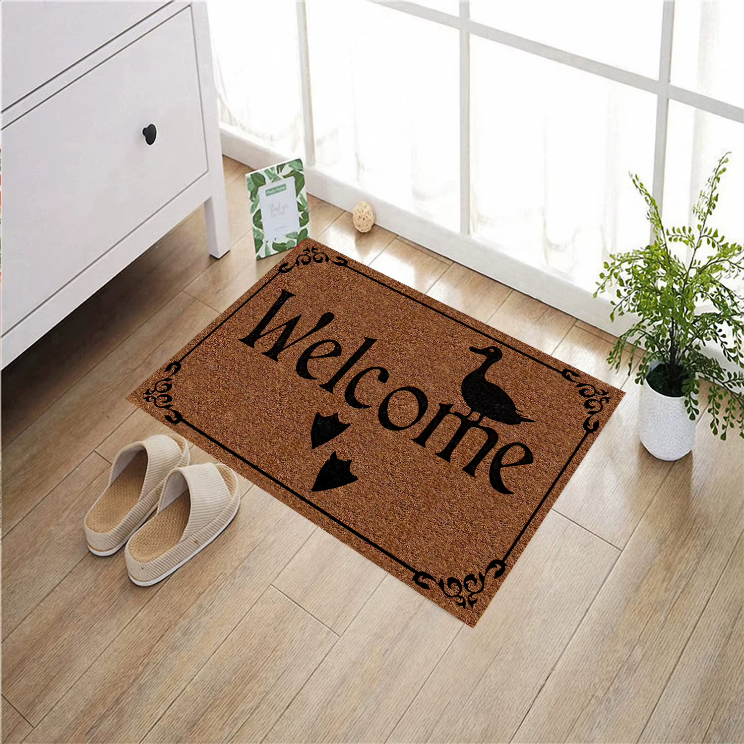 Tapis de bienvenue motif patte de canard, tapis d'entrée rustique antidérapant, décoration de maison