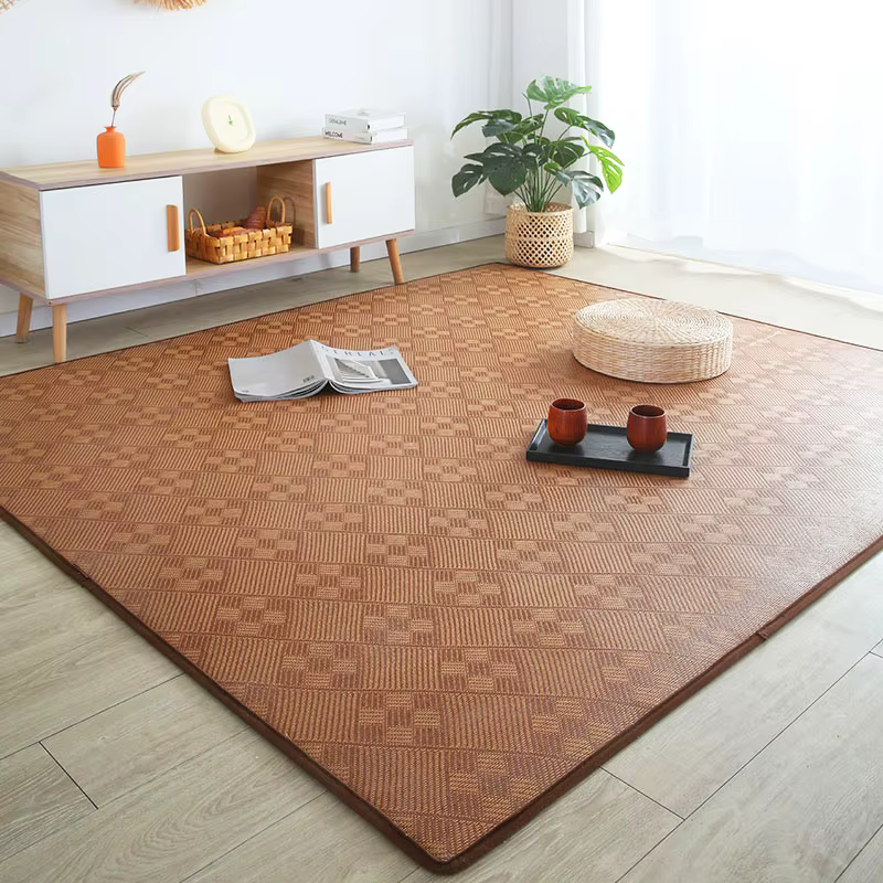 Tapis de tatami en rotin de bambou pour chambre à coucher, tapis de jeu pour enfants, polymère de co