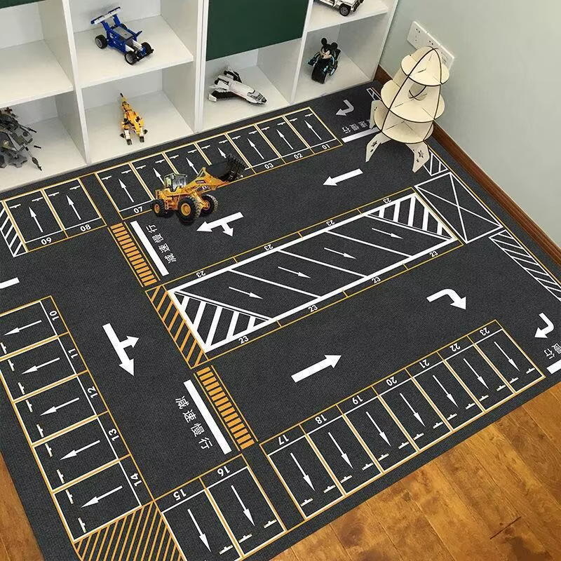 Tapis de jeu pour enfants motif voiture de dessin animé, tapis d'éveil pour bébé, tapis de sol pour 