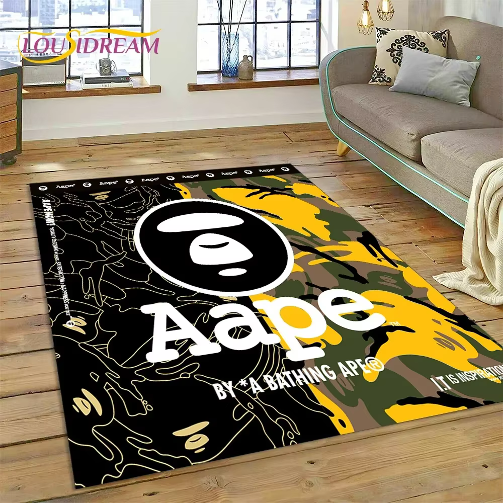 Tapis de sol 3D imprimé B-BAPE pour chambre à coucher, salon, décoration de canapé, tapis de jeu pou