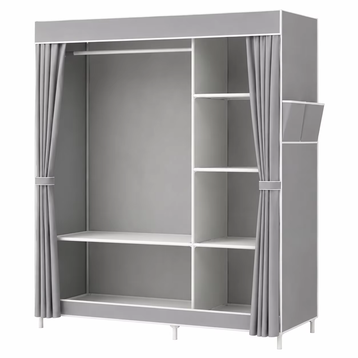 Armoire en toile GOOGO, grise 165x105x45cm, placard en tissu robuste avec montage facile pour le ran
