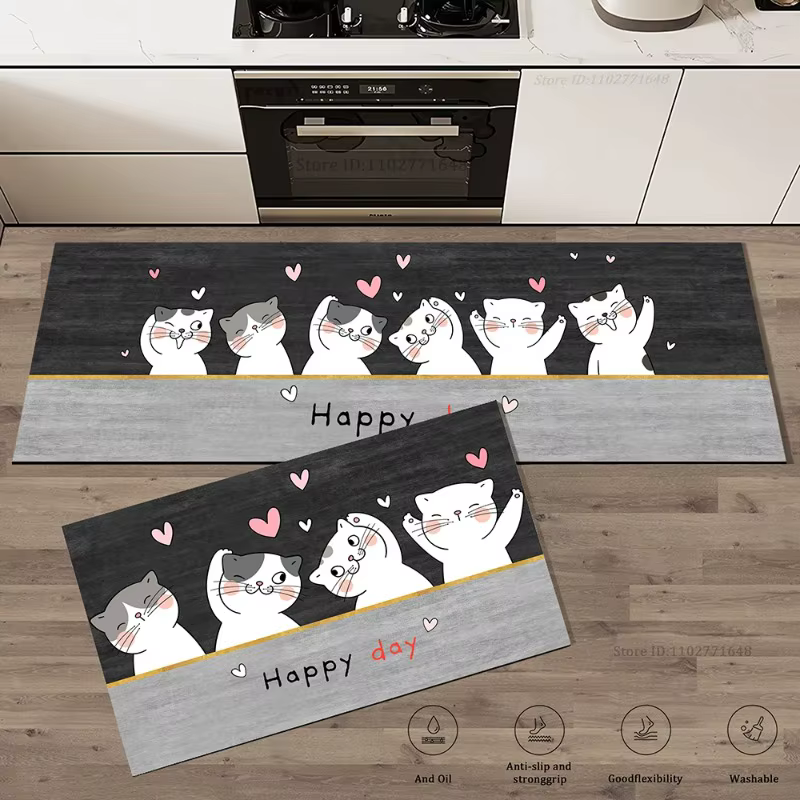 Tapis de sol Long d'angle de cuisine pour chat, absorbant et antidérapant, en vinyle, lavable, de qu