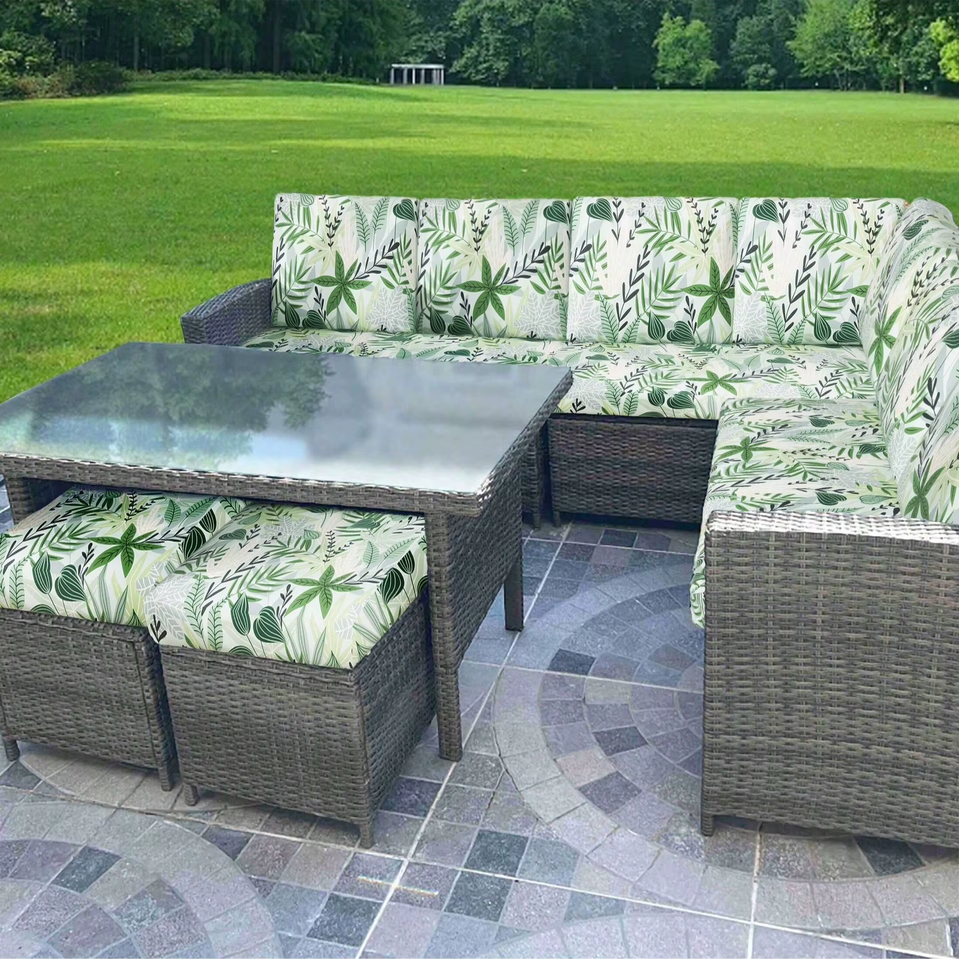 Housse de coussin extérieure extensible pour patio, housse de canapé tropicale, protection pour mobi