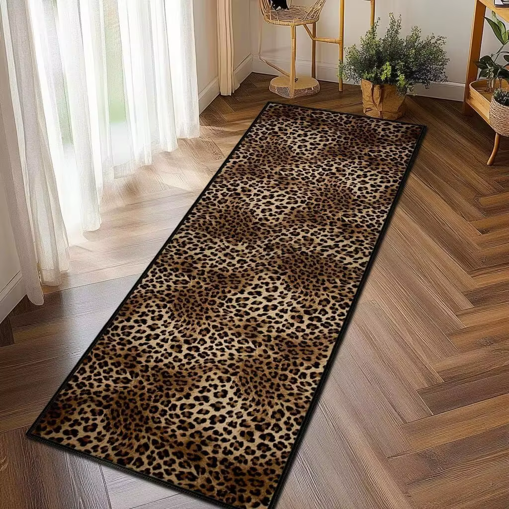 Tapis de couloir imprimé léopard, tapis de cuisine à motif guépard, paillasson d'entrée animalier an