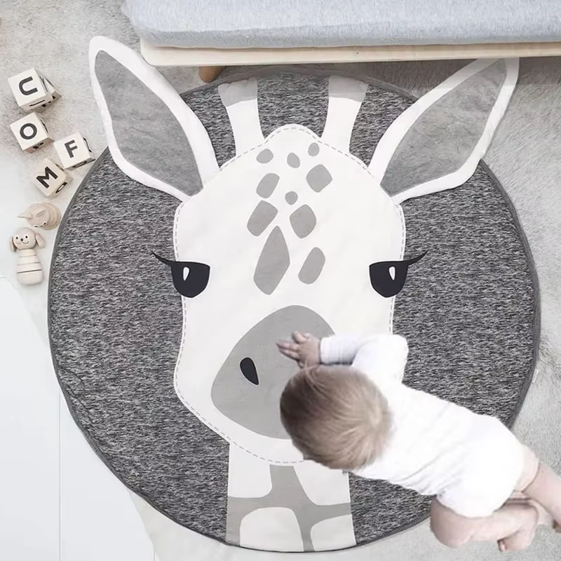 Tapis pour bébé, couverture de ramper pour nourrissons, tapis de jeu en coton, tapis rond à motif d'