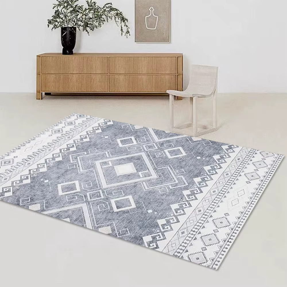 Tapis géométrique marocain lavable en machine, tapis antidérapant pliable pour salon, chambre à couc