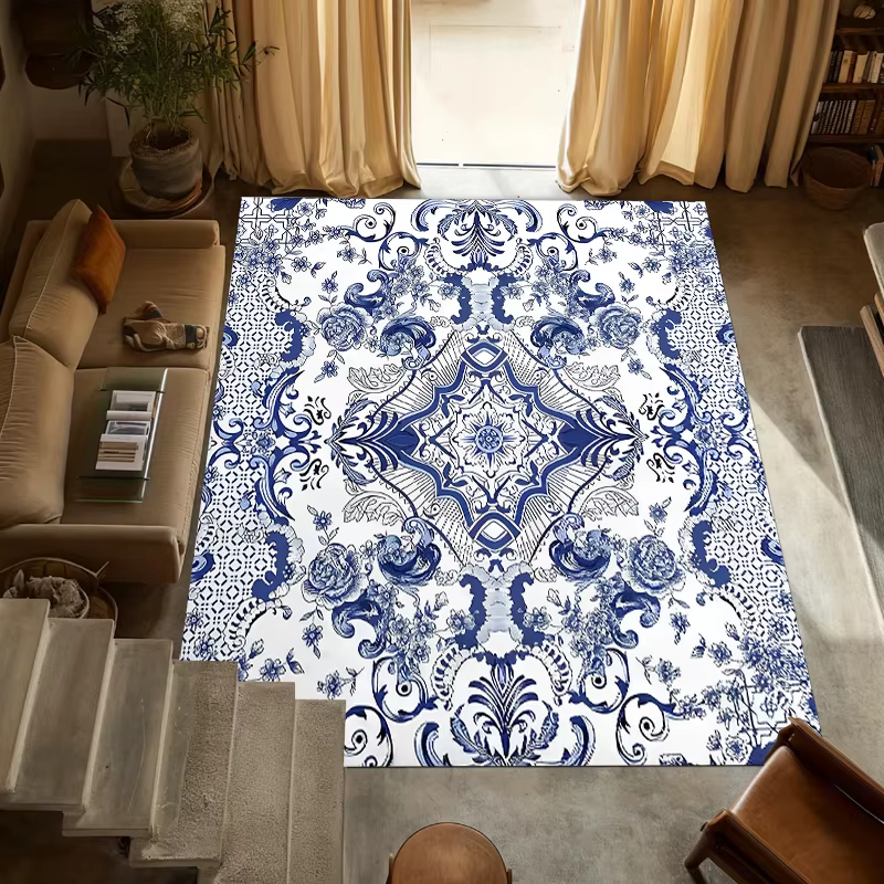 Tapis de salon de style persan traditionnel, imprimé floral géométrique, tapis de décoration d'intér