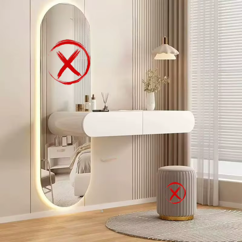 Organiseurs modernes, Miroir de coiffeuse, Table de chevet, Coiffeuse de luxe, Bureau de beauté, Meu