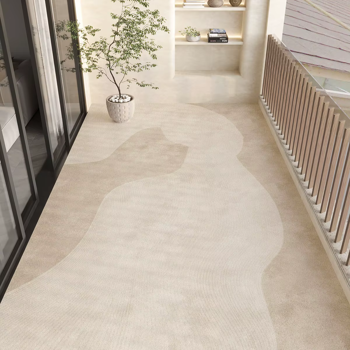 Tapis pour balcon tapis de sol imperméable en cuir Pvc tapis de pied antidérapant Beige tapis de cui