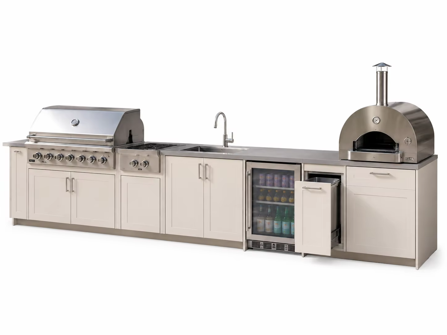Ensemble de cuisine extérieure FOODLINE avec emplacement pour barbecue, évier et tiroirs pour patio
