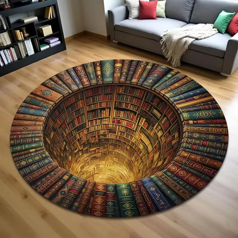Tapis rond imprimé Dragon fantastique en 3D, tapis de sol d'illusion de trou de Dragon, décoration d