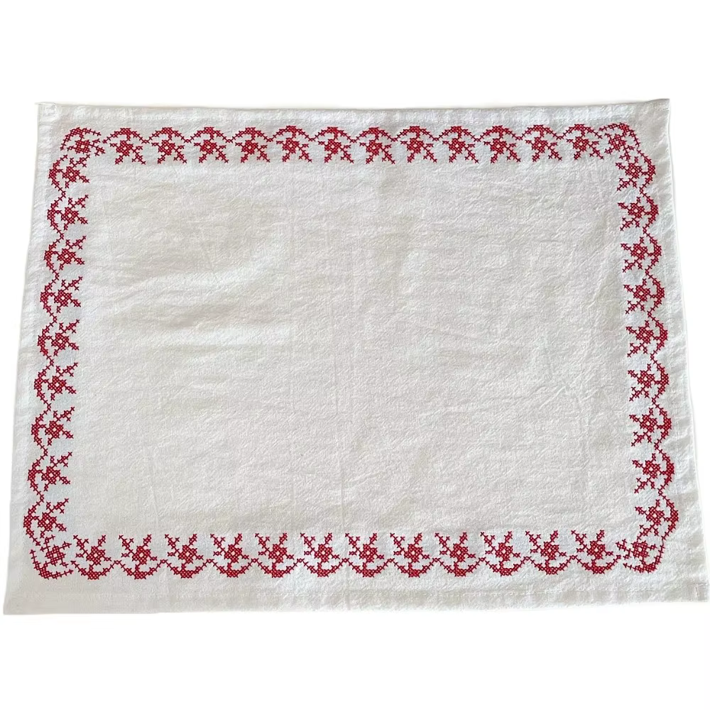 Napperons en pur coton rétro broderie tapis de repas 29*37 cm carré tapis de bureau Simple pratique 