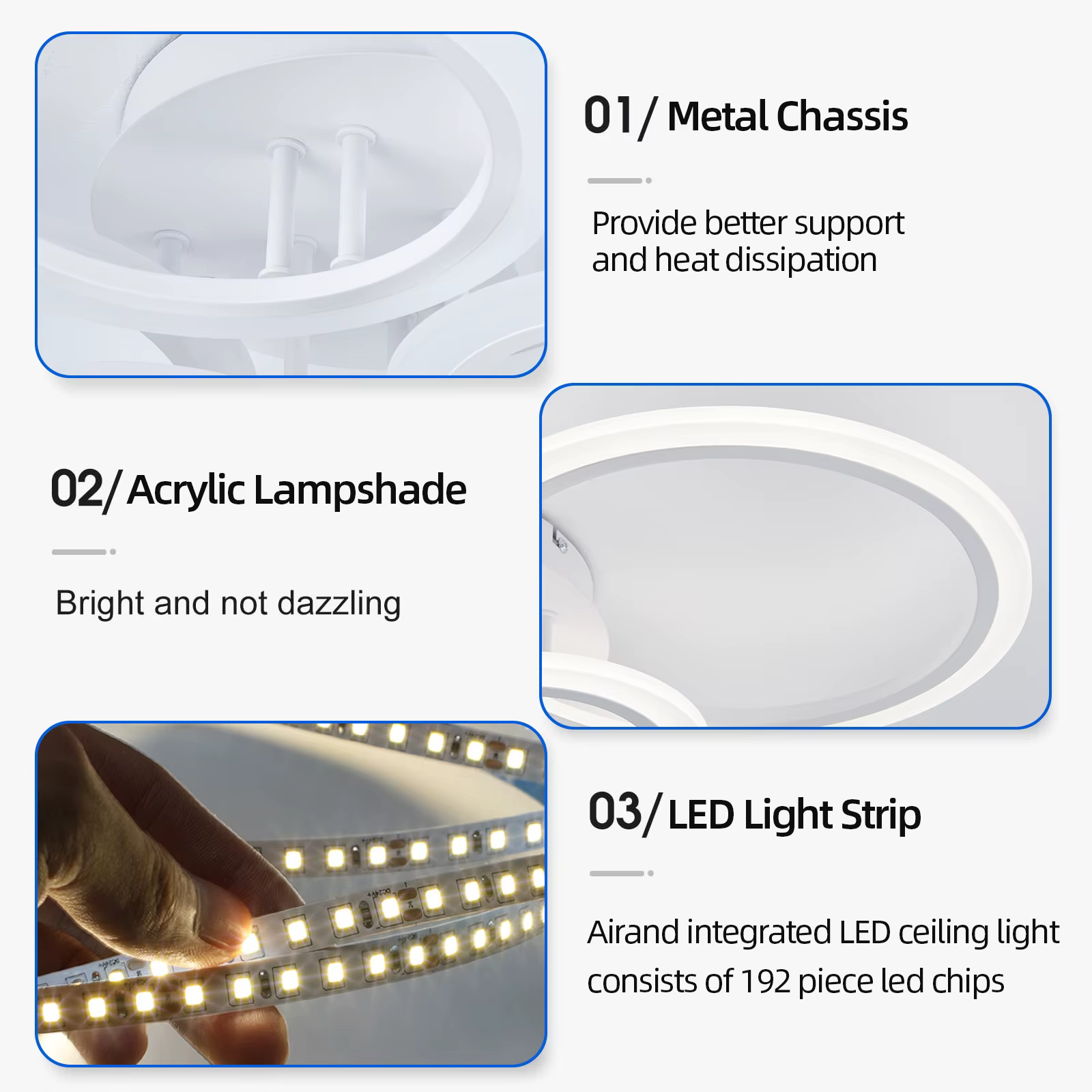 Lustre LED moderne éclairage à la maison anneau plafonnier lustre salon chambre éclairage lustre pla