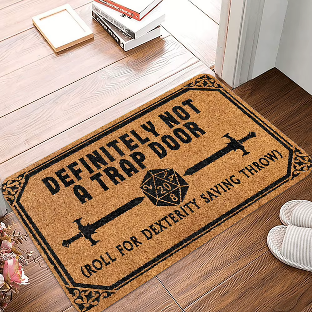 Tapis de bienvenue amusant pour les fans de D&D, motif « Definitely Not A Trap Door », antidérapant,