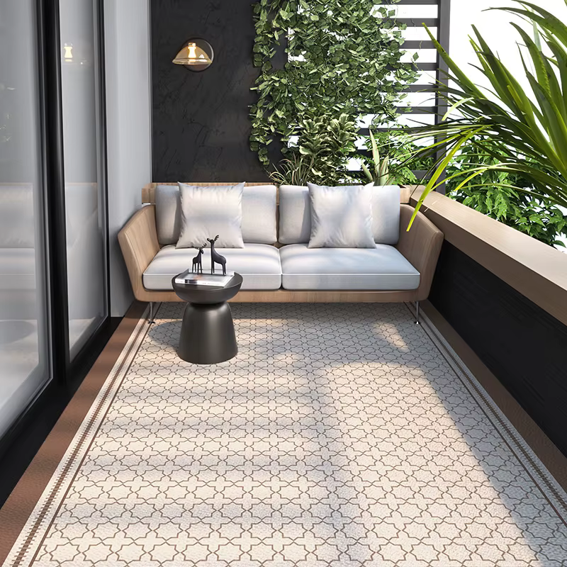 Tapis de balcon extérieur de grande surface en cuir PVC, moquette d'entrée, de salon, de cuisine, ré