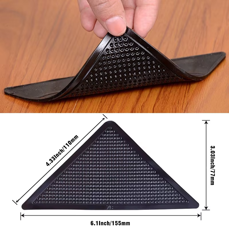 4 pièces 8 pièces/ensemble Triangle lavable réutilisable tapis pince anti-dérapant tapis en caoutcho
